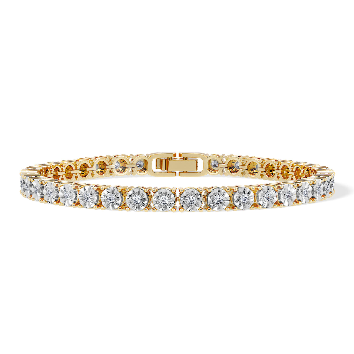 Mens Lab Diamond 1.00ct Tennis Bracelet in 18K Gold Vermeil
