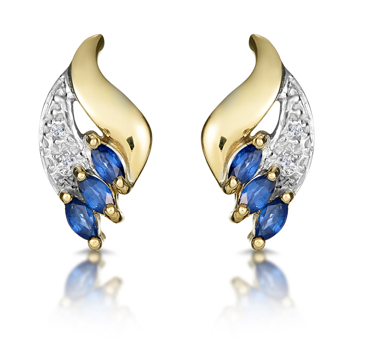 Sapphire 4mm x 2mm 9K Yellow Gold Earrings