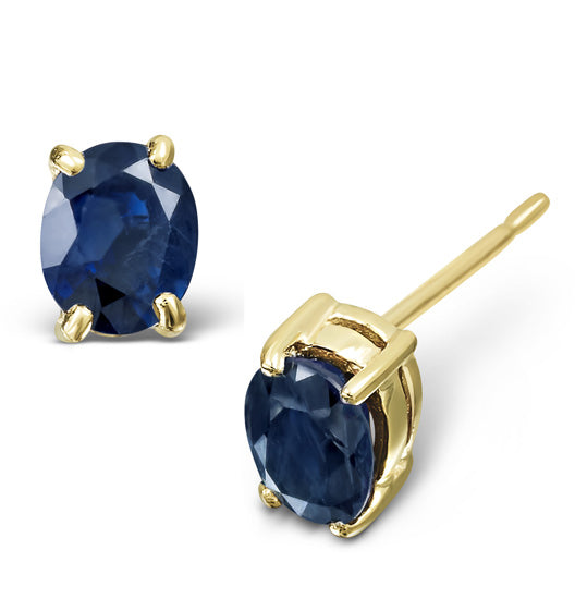Sapphire 5mm x 4mm 18K Yellow Gold Earrings