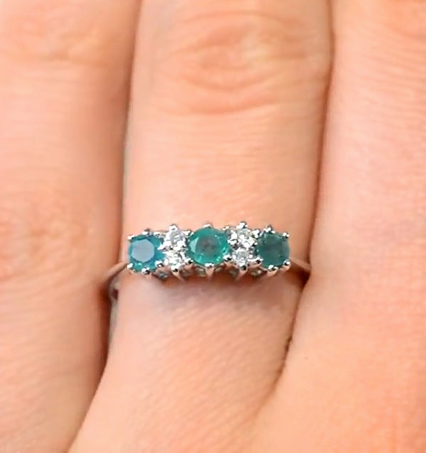 Emerald 0.45ct And Diamond 9K White Gold Ring
