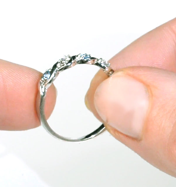 Blue Topaz 0.18CT And Diamond 9K White Gold Ring