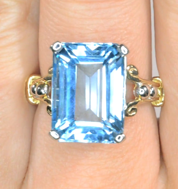 Blue Topaz 9.35CT 9K Yellow Gold Ring