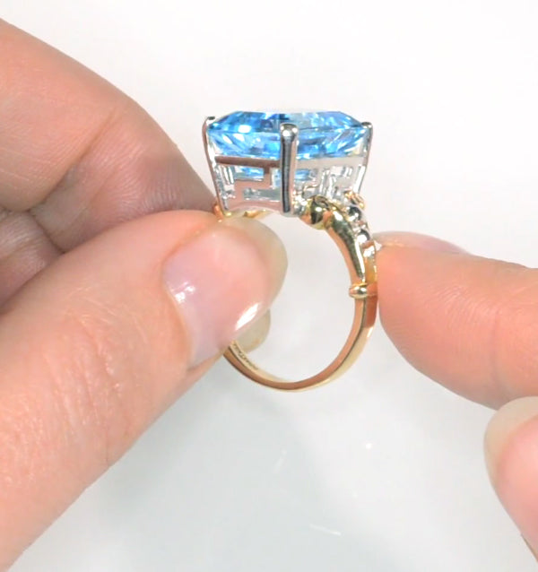 Blue Topaz 9.35CT 9K Yellow Gold Ring