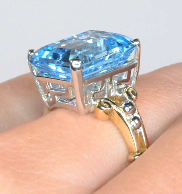 Blue Topaz 9.35CT 9K Yellow Gold Ring