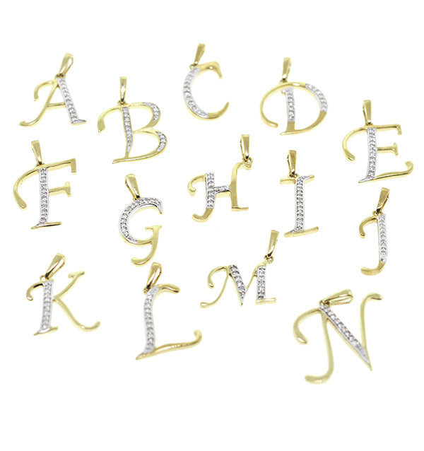 9K Gold Diamond Initial 'M' Necklace 0.05ct