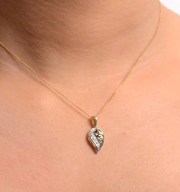 Sapphire 9 x 14 mm And Diamond 9K Yellow Gold Pendant Necklace