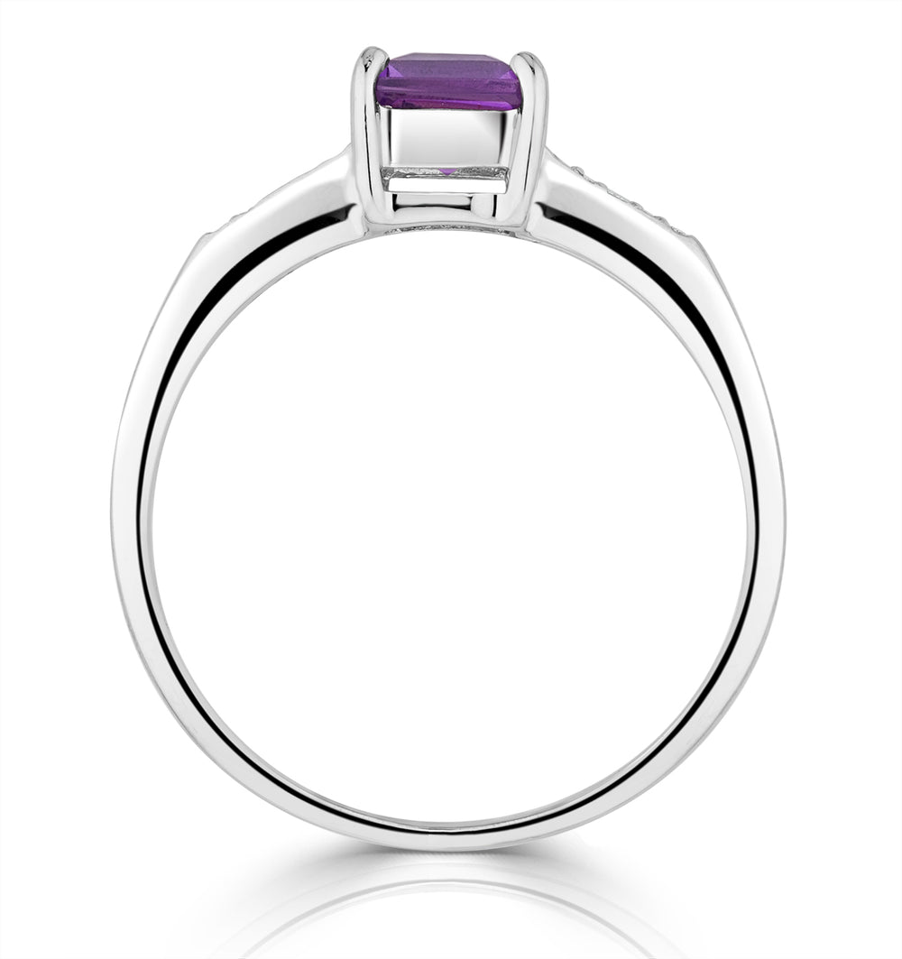 Amethyst 0.63ct And Diamond 9K White Gold Ring