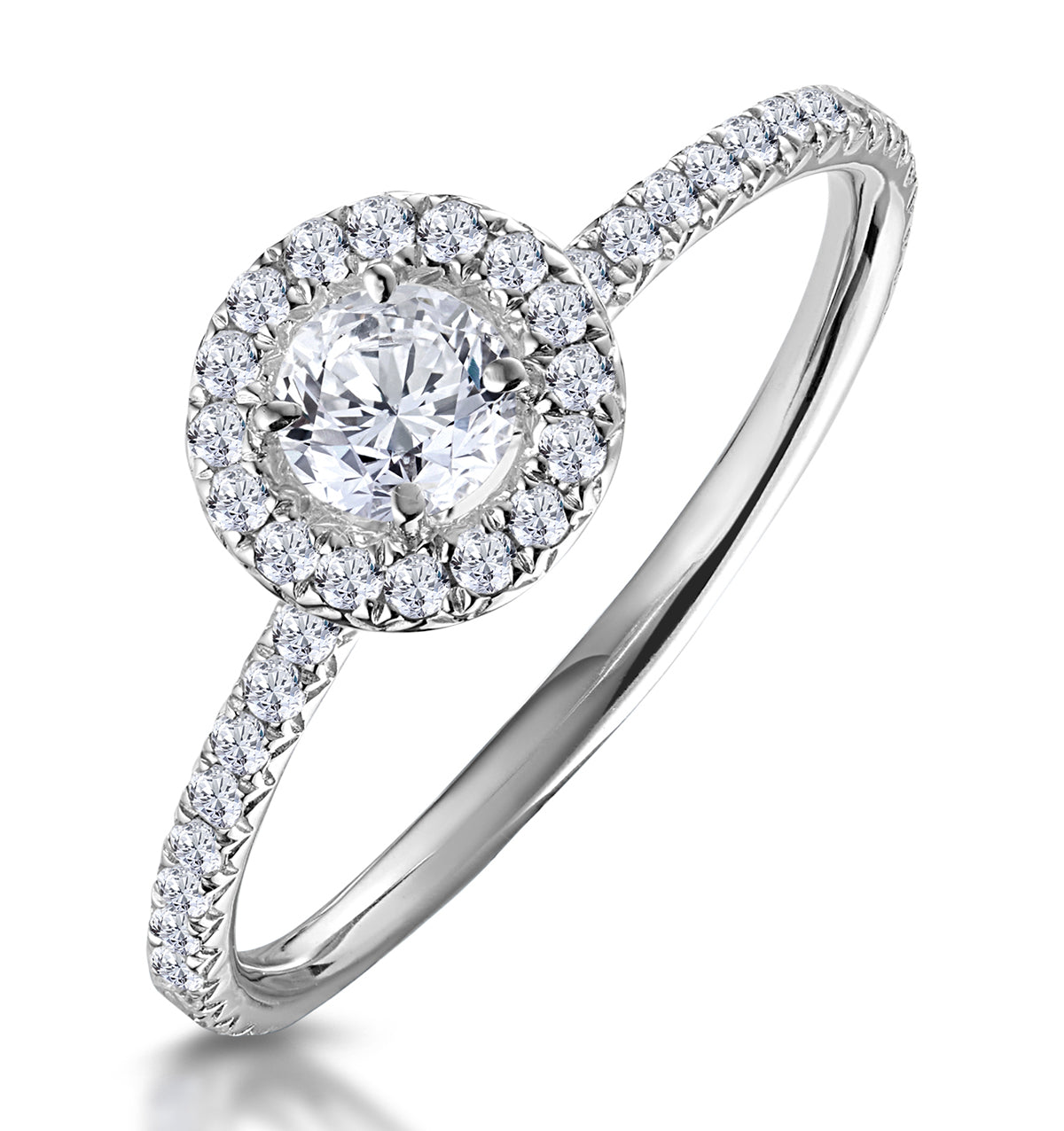 Ella Halo Lab Engagement Ring 0.55ct 9K White Gold