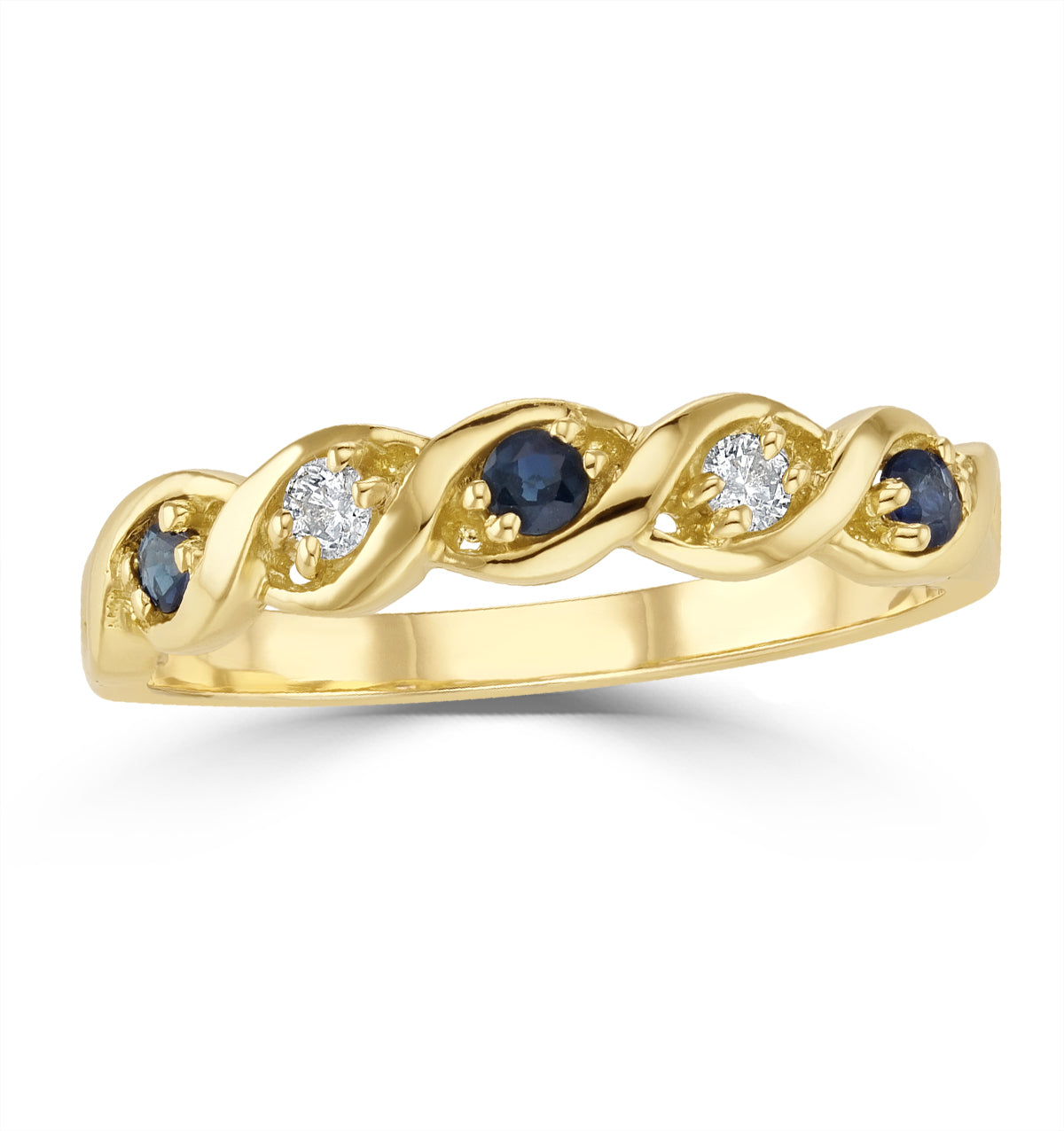 Sapphire 2.25 x 2.25mm And Diamond 18K Gold Ring