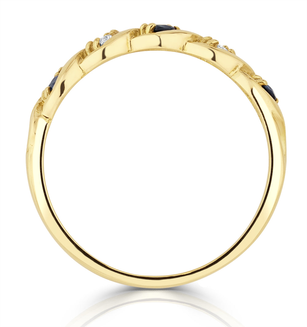 Sapphire 2.25 x 2.25mm And Diamond 18K Gold Ring