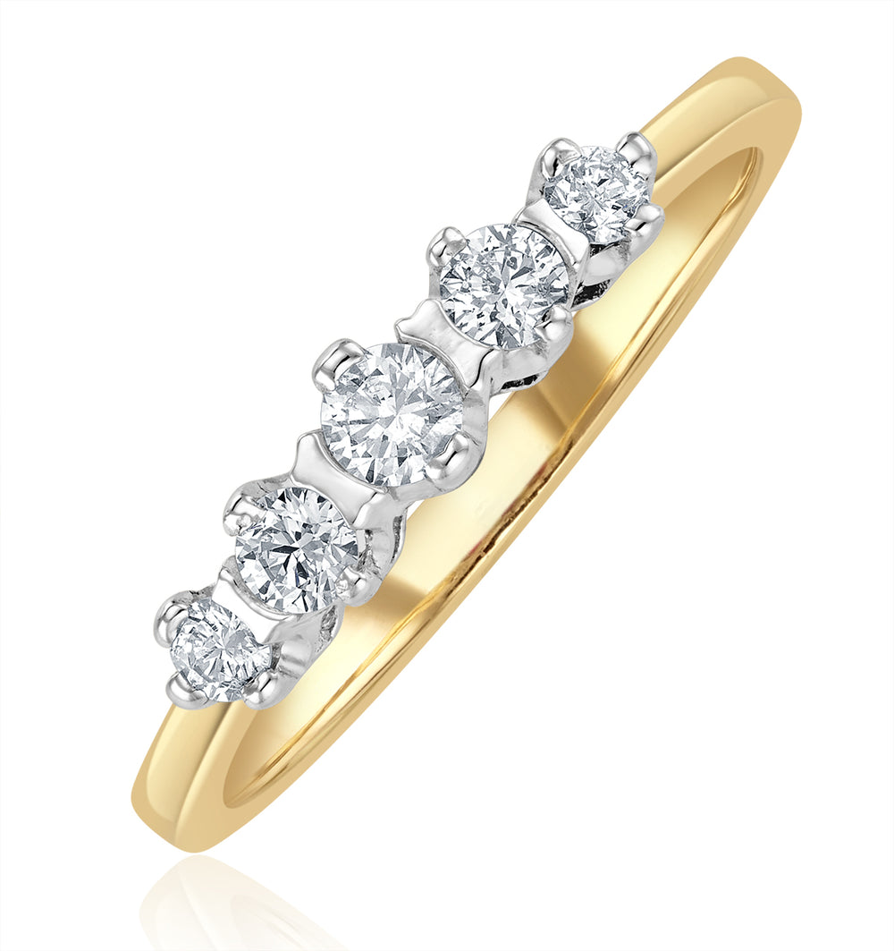 Grace 18K Gold 5 Stone Diamond Eternity Ring 0.33CT H/SI