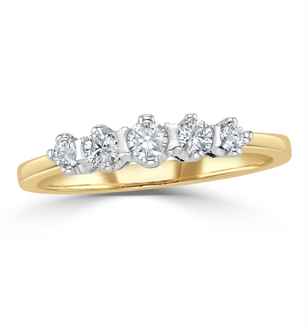 Grace 18K Gold 5 Stone Diamond Eternity Ring 0.33CT H/SI