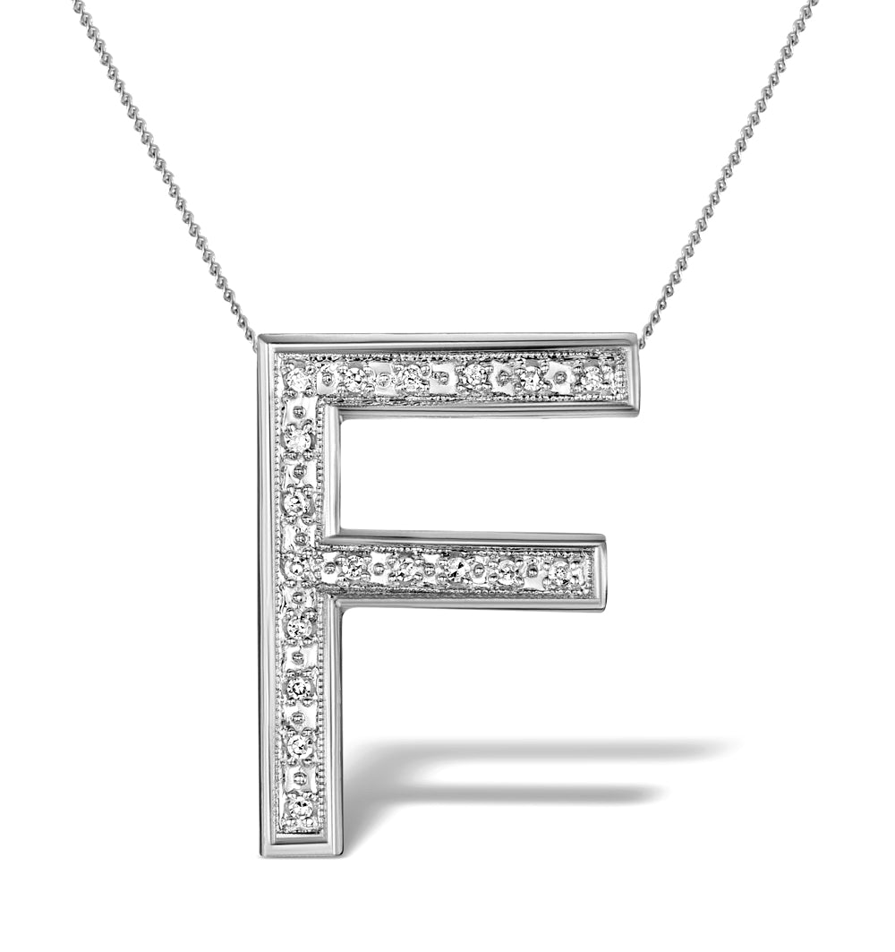 Diamond 0.12ct 9K White Gold Large Initial - RTC-G3803