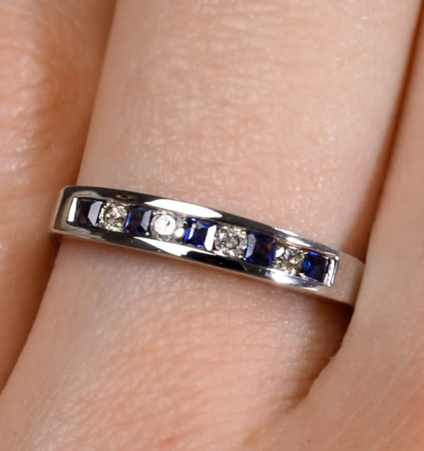 Sapphire 0.20ct And Diamond 9K White Gold Ring
