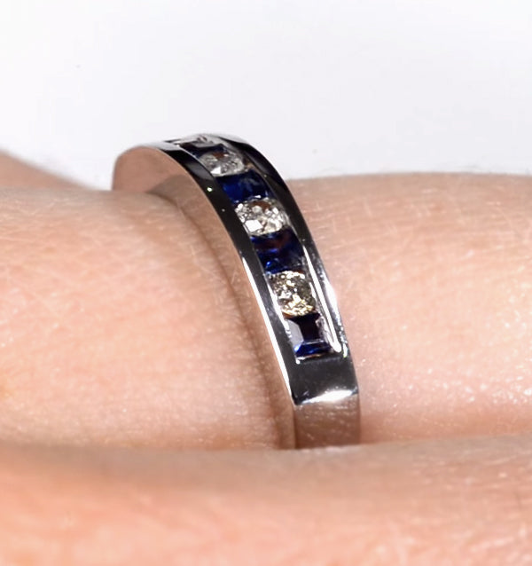 Sapphire 0.20ct And Diamond 9K White Gold Ring