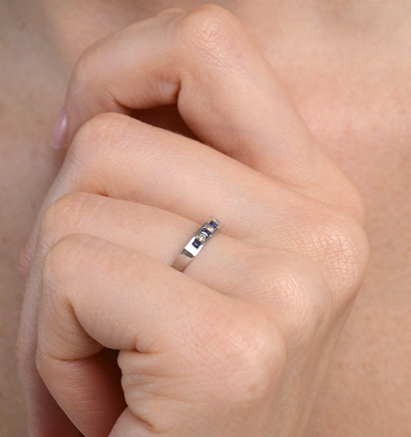 Sapphire 0.20ct And Diamond 9K White Gold Ring
