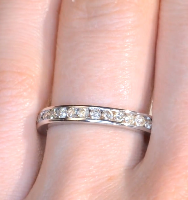 9K White Gold Diamond Eternity Ring 0.91CT