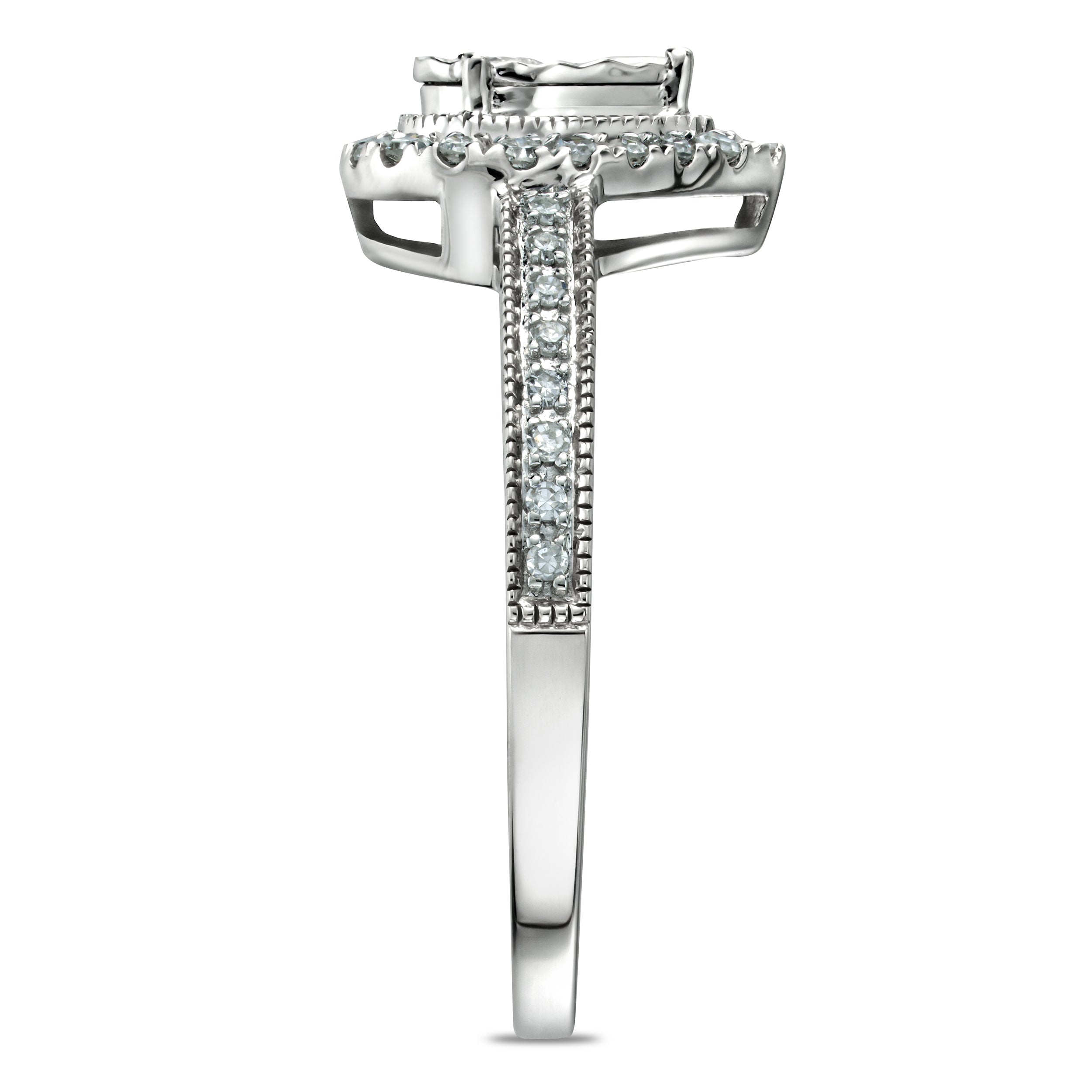 Masami Pear Shaped Pave Diamond Engagement Ring 0.15ct 9K White Gold