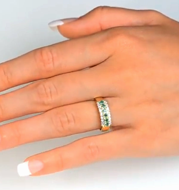 Emerald 0.38ct And Diamond 9K Gold Ring