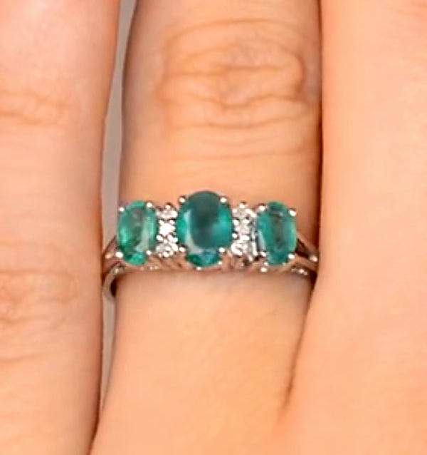 Emerald 1.06ct And Diamond 9K White Gold Ring