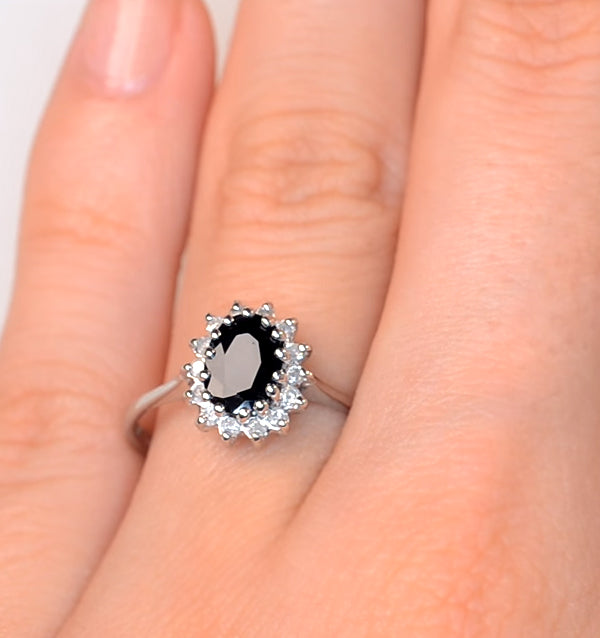 Sapphire 0.95ct And Diamond 9K White Gold Ring