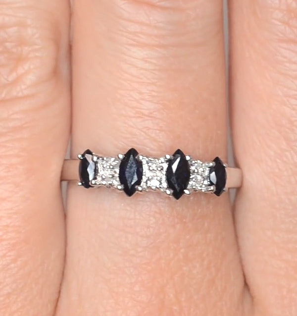 Sapphire 0.76ct And Diamond 9K White Gold Ring