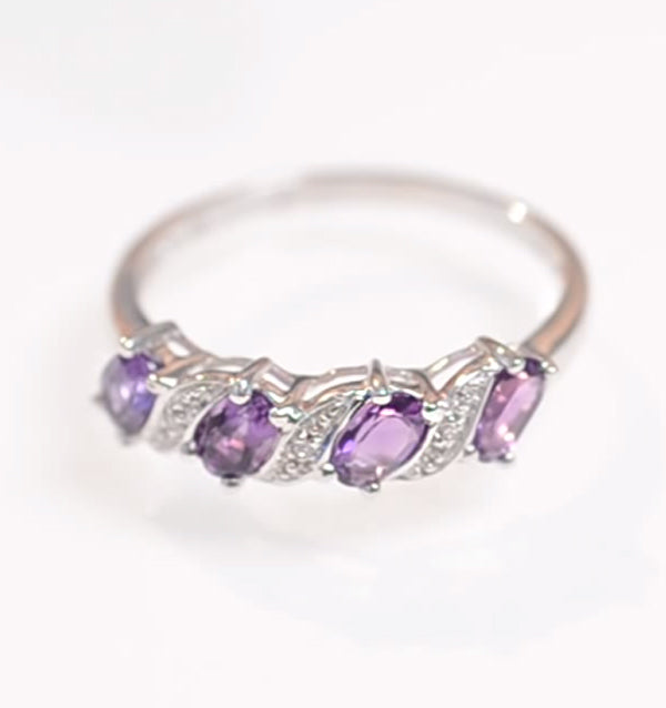 Amethyst 0.74ct And Diamond 9K White Gold Ring