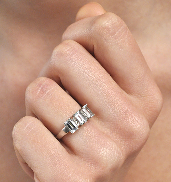 Aquamarine 1.65CT And Diamond 9K White Gold Ring