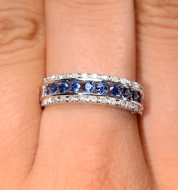 Sapphire 0.16ct And Diamond 0.16ct 9K White Gold Ring