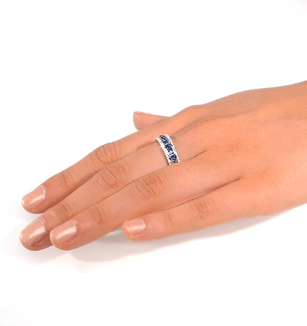 Sapphire 0.16ct And Diamond 0.16ct 9K White Gold Ring