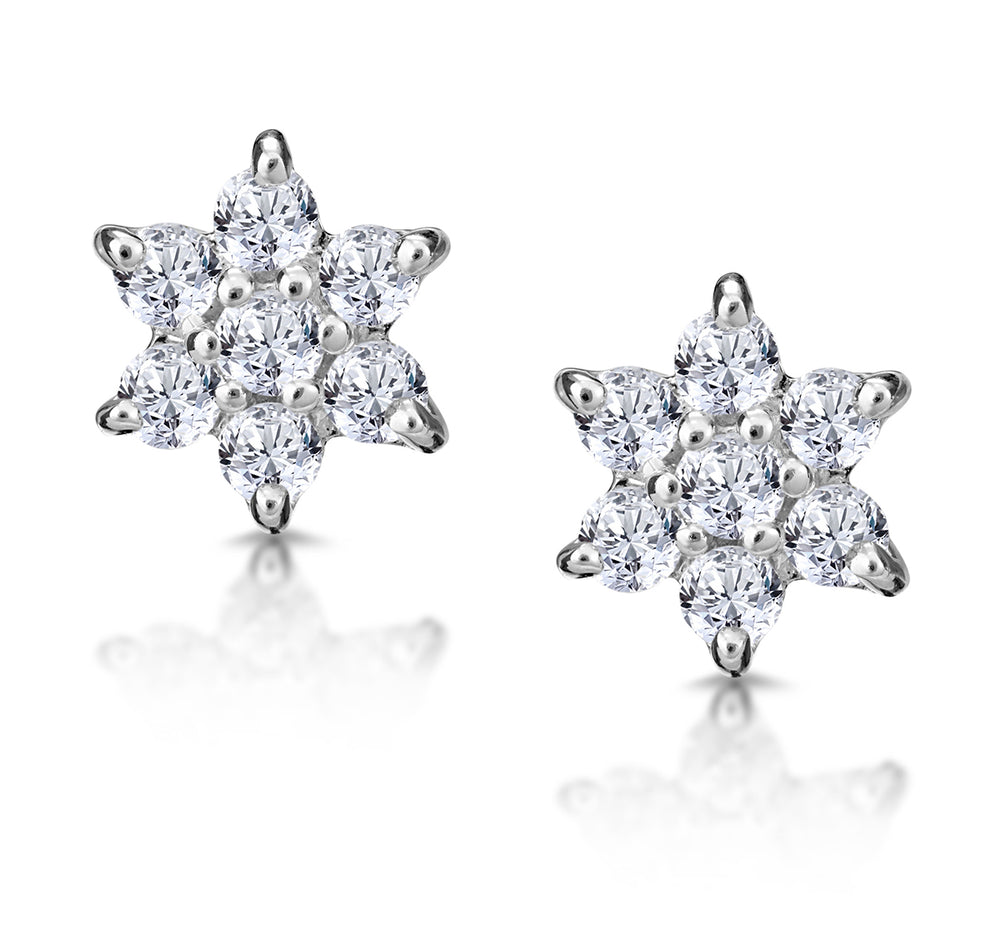 Diamond Cluster Earrings 0.30ct White Gold