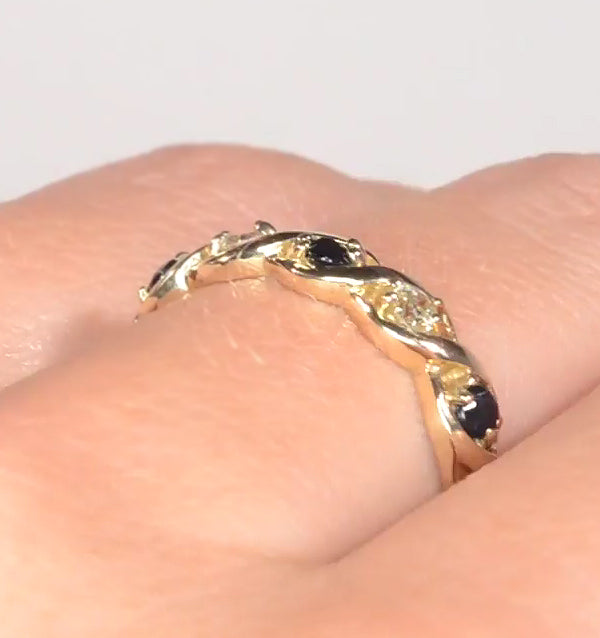 Sapphire 2.25 x 2.25mm And Diamond 18K Gold Ring