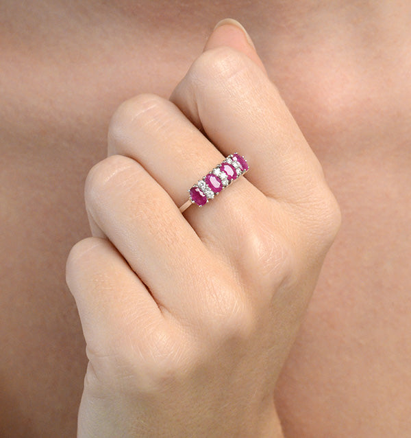 Ruby 1.12ct And Diamond 9K White Gold Ring