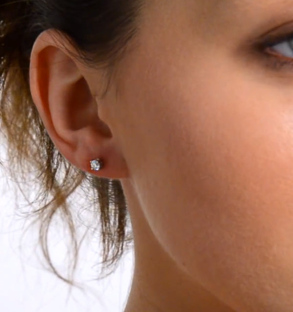 Diamond Earrings 0.30CT Studs Premium Quality in 18K White Gold 3.4mm