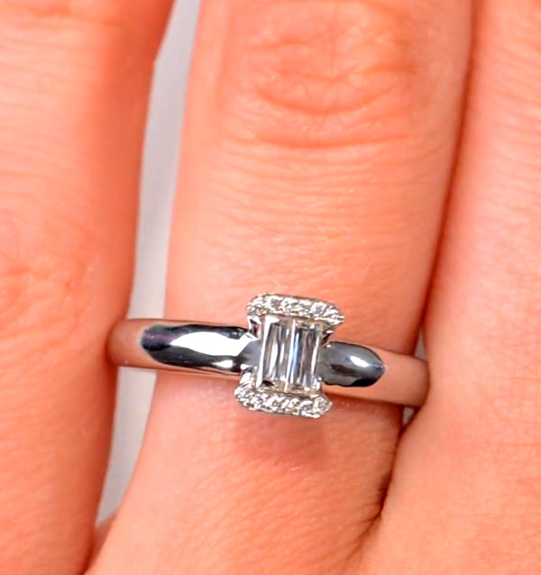 0.30ct Ideal Prince Cut Diamond and 18K White Gold H/SI Ring - SIZE K