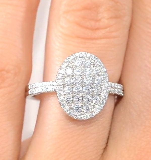Halo Engagement Ring Galileo with 0.80ct of Diamonds in 18K Gold FT72