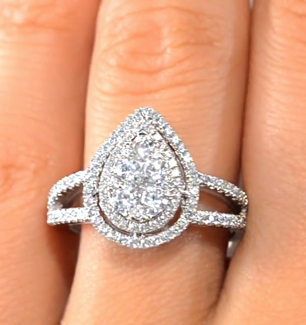 Halo Engagement Ring Galileo with 1ct of Diamonds in 18KW Gold - FT77