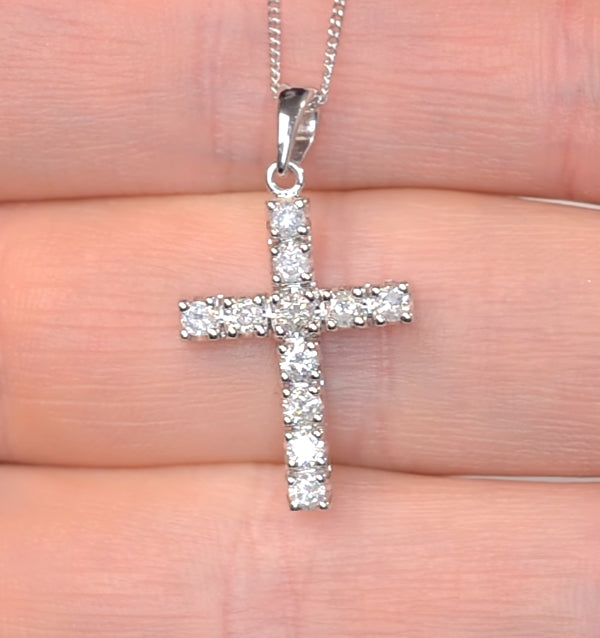 Diamond Cross Necklace 0.46ct in 9K White Gold