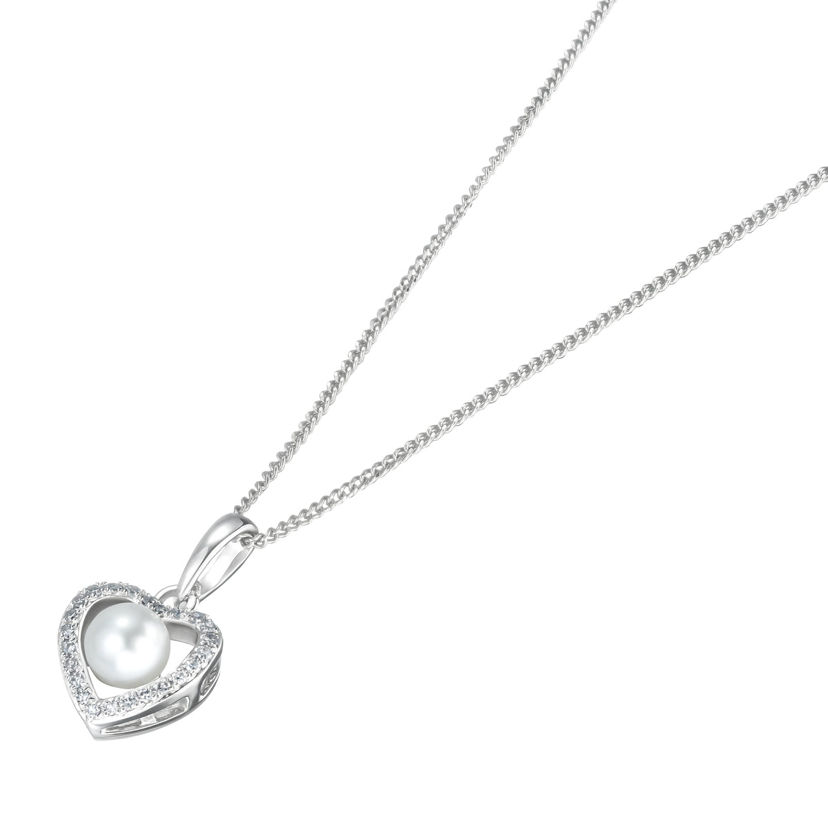 Stellato Pearl and Diamond Pendant Necklace 0.06ct in 9K White Gold