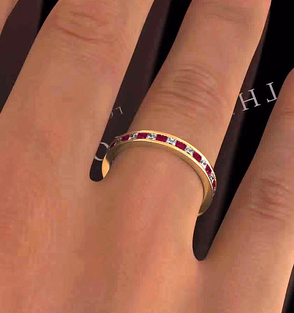 Eternity Ring Lauren Diamonds G/VS and Ruby 1.10CT in 18K Gold
