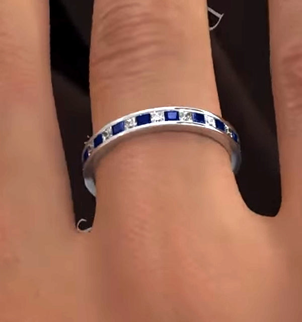Eternity Ring Lauren Diamonds H/SI and Sapphire 1.20CT -18K White Gold