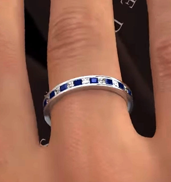 Eternity Ring Lauren Diamonds G/VS and Sapphire 1.20CT -18K White Gold