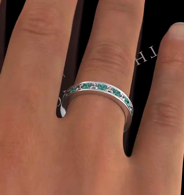 Eternity Ring Lauren Diamonds G/VS and Emerald 2.20CT - 18K White Gold