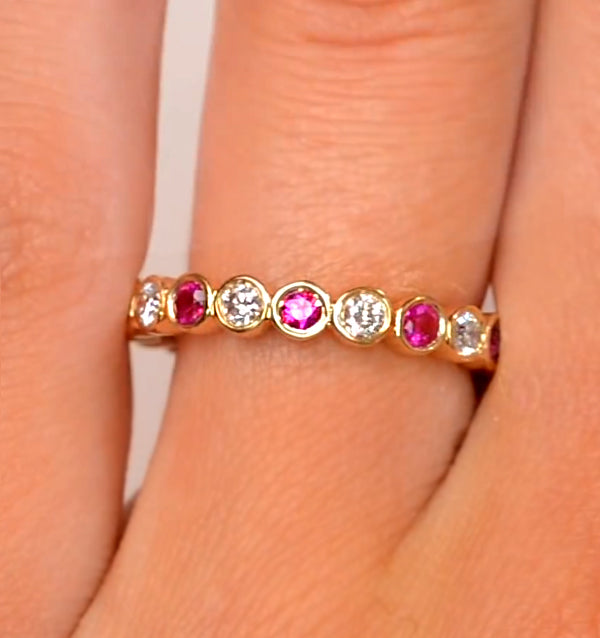 Emily 18K Gold Ruby 0.70ct and G/VS 0.50CT Diamond Eternity Ring