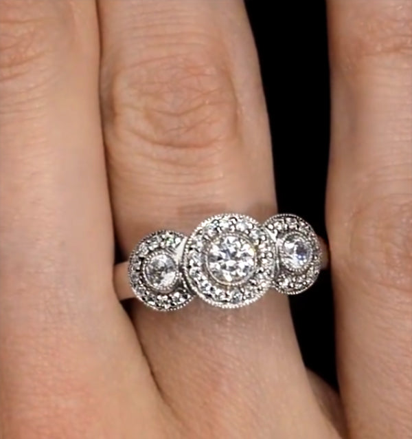 Halo Pave Ring - Celeste - 0.92ct of H/Si Diamonds in 18K White Gold