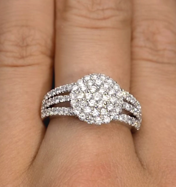 Diamond 3 Row Galileo 1.30CT Diamond 18K White Gold Ring - N4530Y