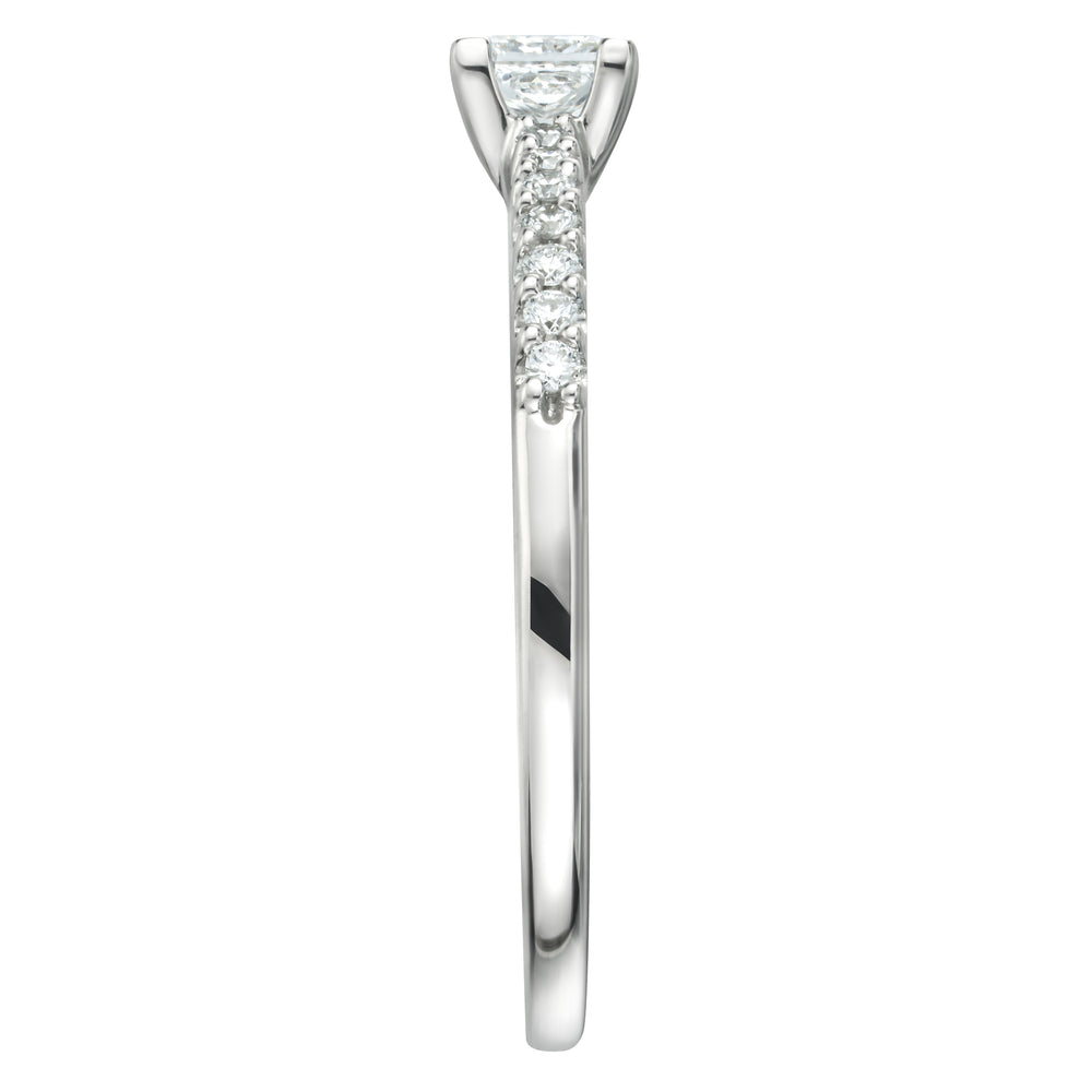 Princess Cut Lab Diamond Engagement Ring 0.50ct H/Si in 9K White Gold