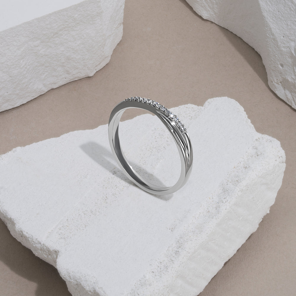 Lab Diamond Half Eternity Wave Ring 0.05ct in 925 Silver