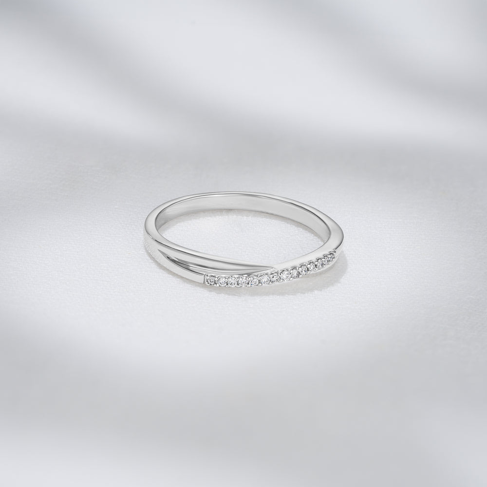Lab Diamond Half Eternity Wave Ring 0.05ct in 925 Silver