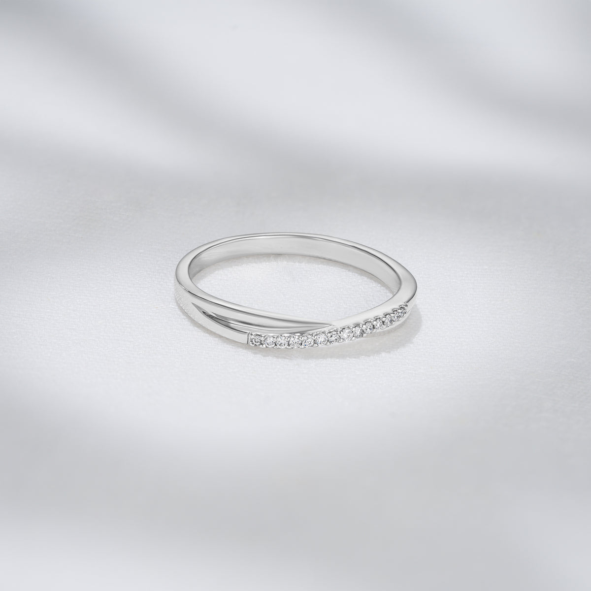 Lab Diamond Half Eternity Wave Ring 0.05ct in 925 Silver